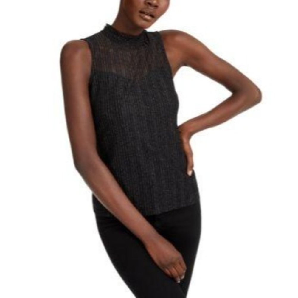 Inc International Sleeveless Shine Mock Neck Top